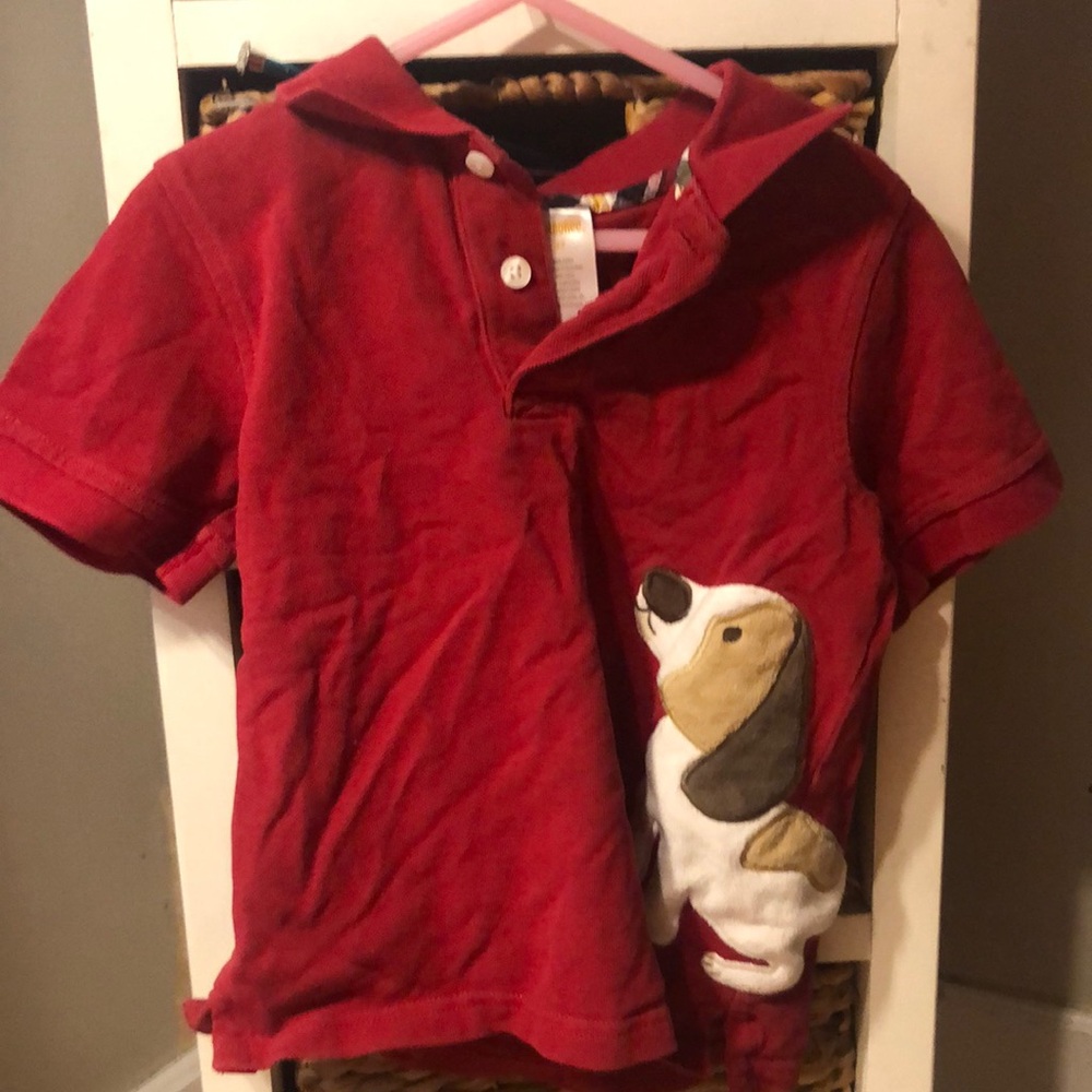 Red Plush Polo with Hood and Animal Design